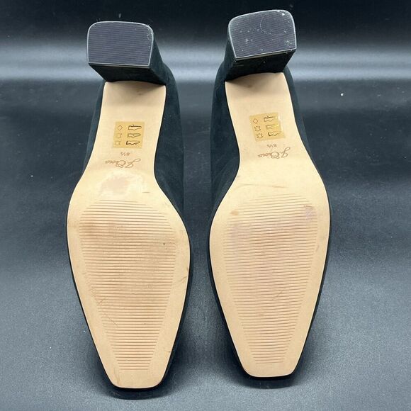 J Crew womens suede slip on classic low block heel pumps black size 8.5 - Picture 7 of 9